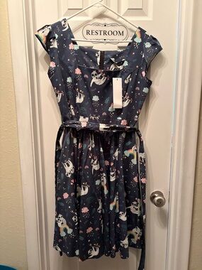 UK14 Lady Vintage Swinging Sloth dress vintage pinup style swing sundress